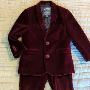 Appaman burgundy velvet suit